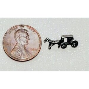 Vintage Mini Stagecoach Tie Tack Pin Western Carriage Charm Unmarked Tiny